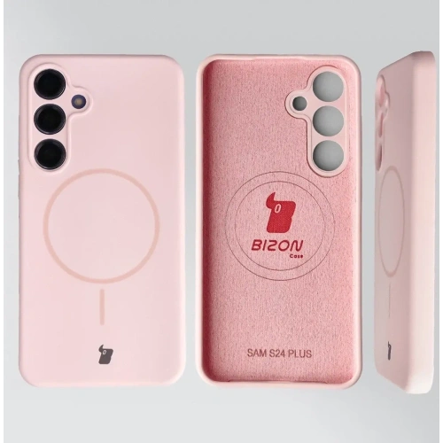 Silikonowe etui z pierścieniem magnetycznym Bizon Soft Case Magnetic do Samsung Galaxy S24+ Plus jasnoróżowe