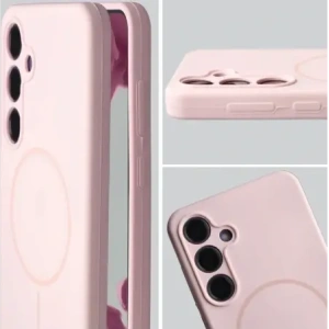 Silikonowe etui z pierścieniem magnetycznym Bizon Soft Case Magnetic do Samsung Galaxy S24+ Plus jasnoróżowe