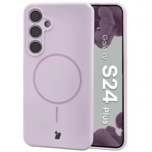 Silikonowe etui z pierścieniem magnetycznym Bizon Soft Case Magnetic do Samsung Galaxy S24+ Plus jasnofioletowe