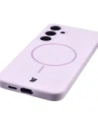 Silikonowe etui z pierścieniem magnetycznym Bizon Soft Case Magnetic do Samsung Galaxy S24+ Plus jasnofioletowe