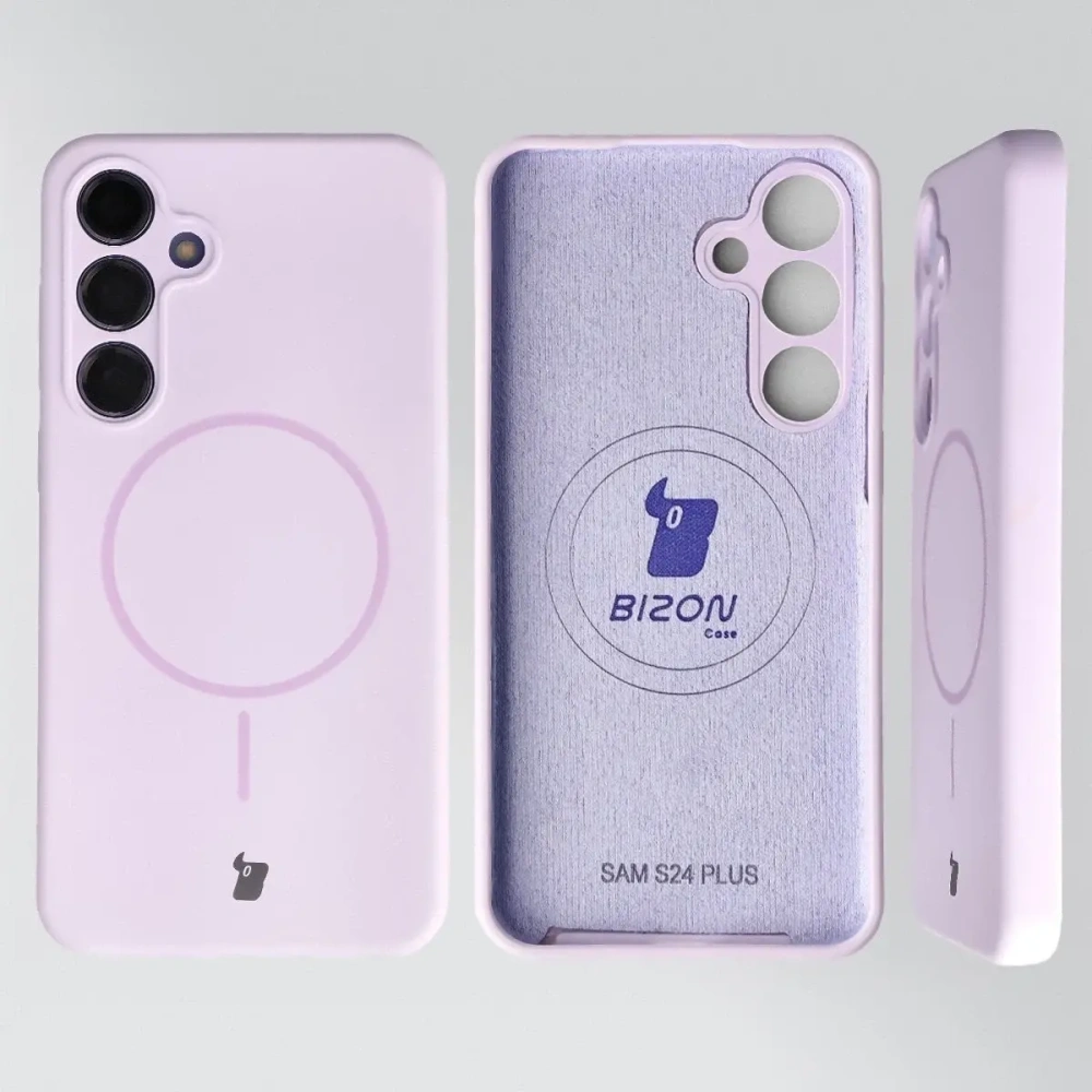 Silikonowe etui z pierścieniem magnetycznym Bizon Soft Case Magnetic do Samsung Galaxy S24+ Plus jasnofioletowe