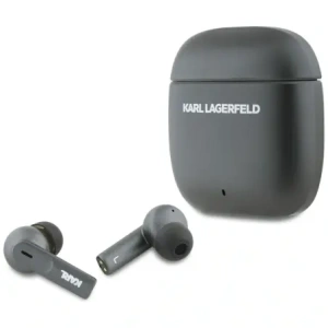 Karl Lagerfeld Bezdrátová sluchátka do uší s kovovým potiskem loga TWS ANC/ENC Bluetooth 5.4 (černá)