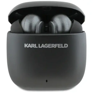 Karl Lagerfeld Bezdrátová sluchátka do uší s kovovým potiskem loga TWS ANC/ENC Bluetooth 5.4 (černá)