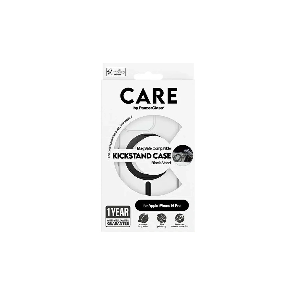 CARE de PanzerGlass Carcasă cu suport Kickstand MagSafe pentru Apple iPhone 16 Pro transparentă
