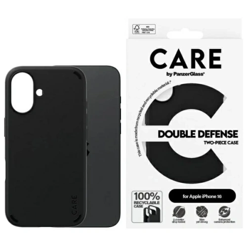 Etui CARE by PanzerGlass Feature Double Defense Case Apple iPhone 16 czarny