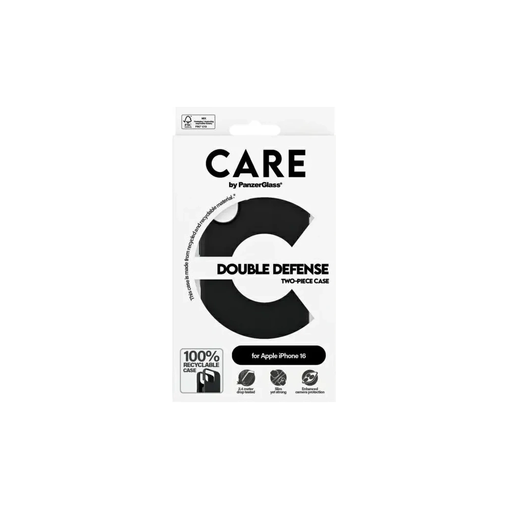 Etui CARE by PanzerGlass Feature Double Defense Case Apple iPhone 16 czarny