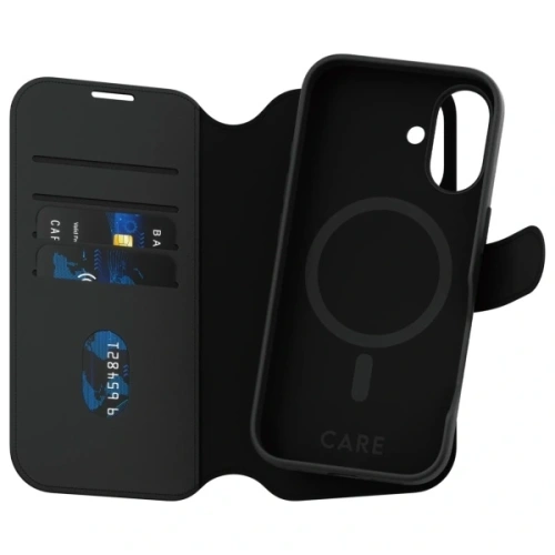 Etui z klapką CARE by PanzerGlass Feature Tango 2in1 Wallet MagSafe Apple iPhone 16 czarny