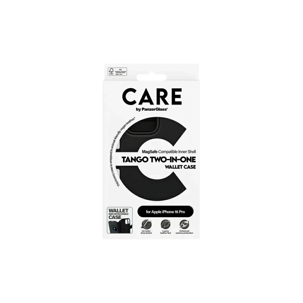 CARE by PanzerGlass Feature Tango 2in1 Wallet MagSafe Apple iPhone 16 Pro fekete