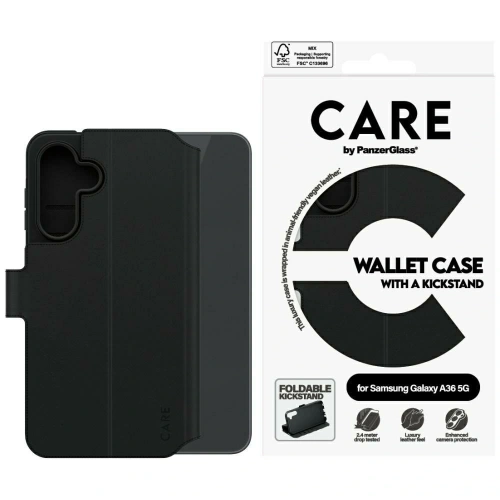 Etui z klapką CARE by PanzerGlass Feature Wallet Kickstand do Samsung Galaxy A36 5G czarny