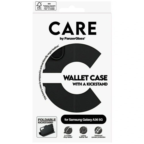 Etui z klapką CARE by PanzerGlass Feature Wallet Kickstand do Samsung Galaxy A36 5G czarny