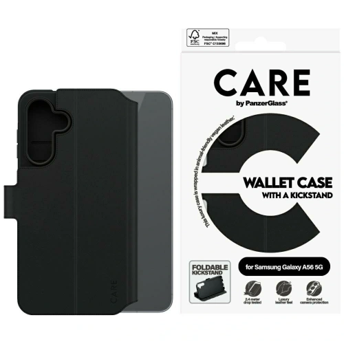 Etui z klapką CARE by PanzerGlass Feature Wallet Kickstand do Samsung Galaxy A56 5G czarny