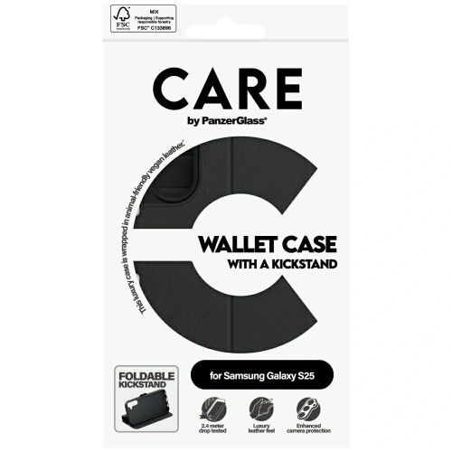 Etui z klapką CARE by PanzerGlass Feature Wallet Kickstand do Samsung Galaxy S25 czarny