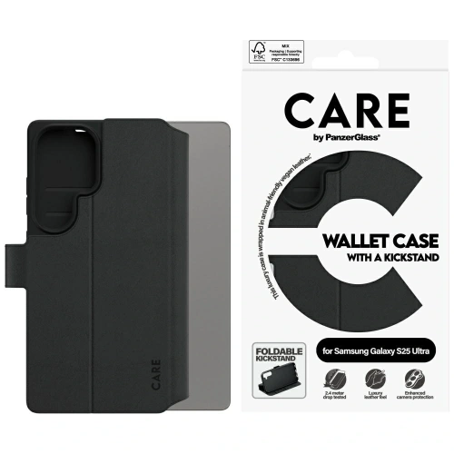 Etui z klapką CARE by PanzerGlass Feature Wallet Kickstand do Samsung Galaxy S25 Ultra czarny