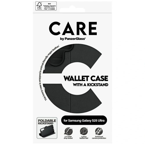 Etui z klapką CARE by PanzerGlass Feature Wallet Kickstand do Samsung Galaxy S25 Ultra czarny
