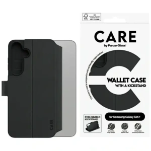 Etui z klapką CARE by PanzerGlass Feature Wallet Kickstand do Samsung Galaxy S25+ Plus czarny
