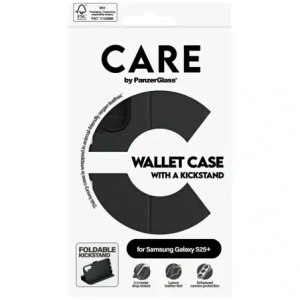 Etui z klapką CARE by PanzerGlass Feature Wallet Kickstand do Samsung Galaxy S25+ Plus czarny