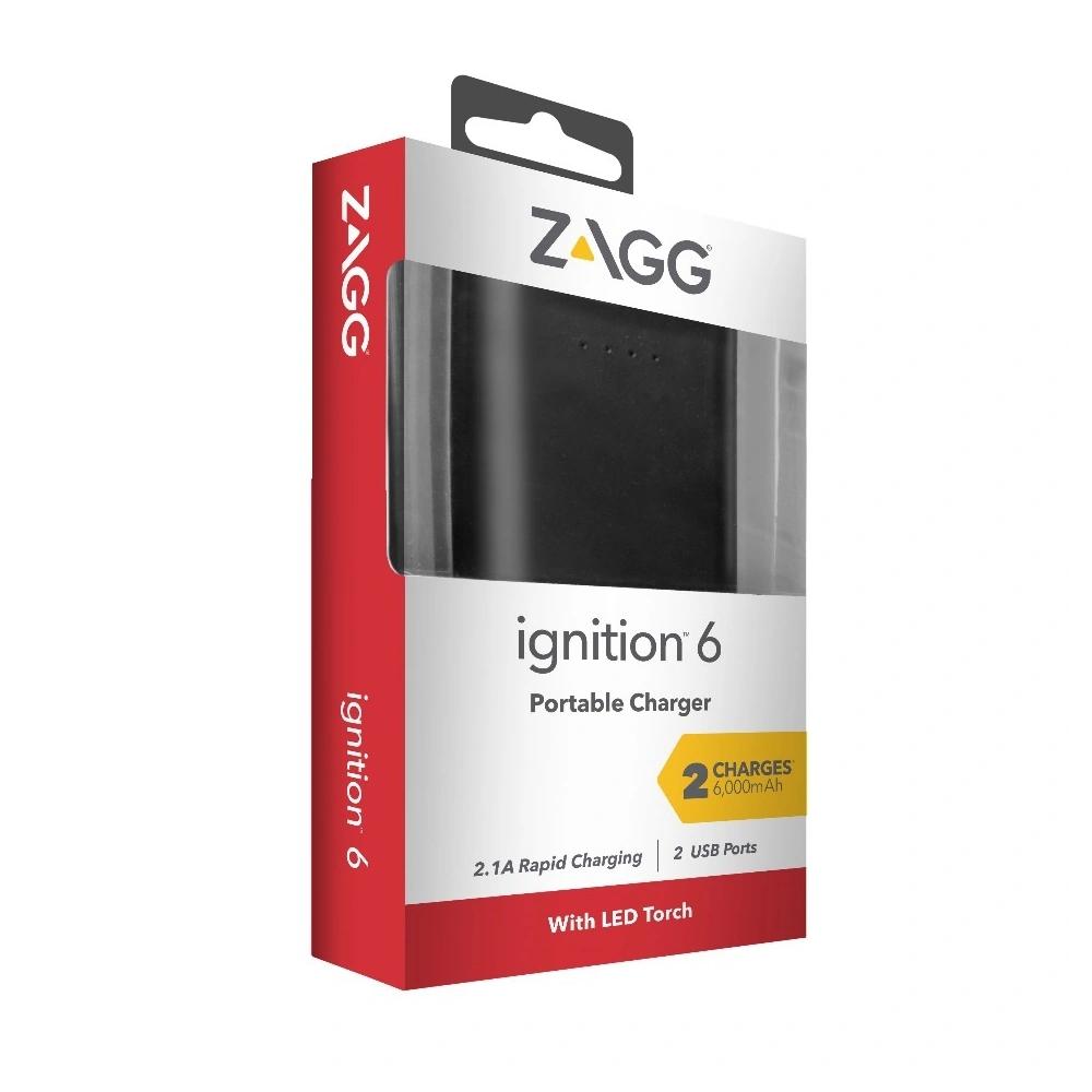 Wholesale Zagg Ignition Powerbank 6000 mAh with flashlight - ZAG029 - {ean13} - Hurt