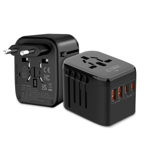 Adapter podróżny Tech-Protect TA200 Travel Adapter EU / UK / US / AU 2xUSB-A, 2xUSB-C Black