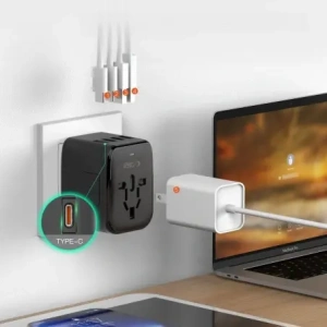 Tech-Protect TA200 Utazási Adapter EU / UK / US / AU 2xUSB-A, 2xUSB-C Fekete