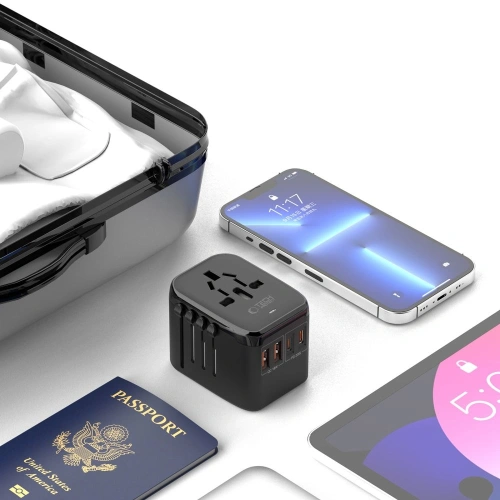 Adapter podróżny Tech-Protect TA200 Travel Adapter EU / UK / US / AU 2xUSB-A, 2xUSB-C Black