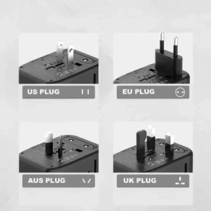 Tech-Protect TA200 Utazási Adapter EU / UK / US / AU 2xUSB-A, 2xUSB-C Fekete