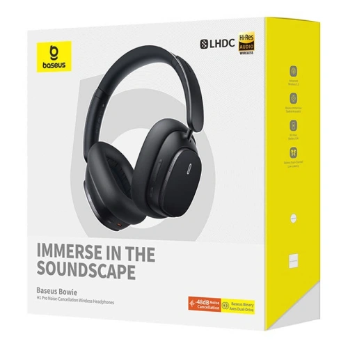 Bezprzewodowe słuchawki nauszne Baseus Bowie H1 PRO Bluetooth 5.3 (czarne)