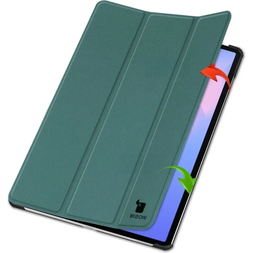 Etui z klapką Bizon Case Tab Croc do Samsung Galaxy Tab S10 FE+ Plus ciemnozielone