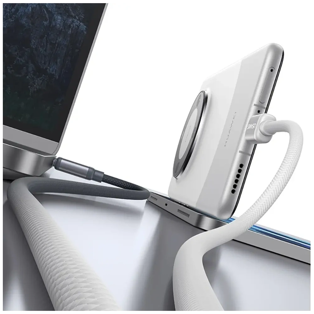 USAMS Bicolor Series SJ756 PD 60W cablu USB-C / USB-C 1.2m negru-alb