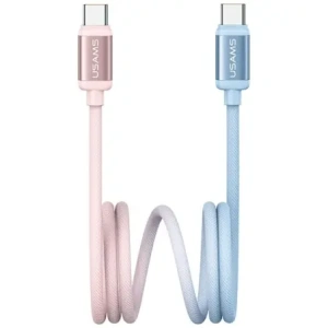 USAMS Bicolor Series SJ756 PD 60W cablu USB-C / USB-C 1.2m albastru-roz.