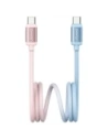 USAMS Bicolor Series SJ756 PD 60W cablu USB-C / USB-C 1.2m albastru-roz.