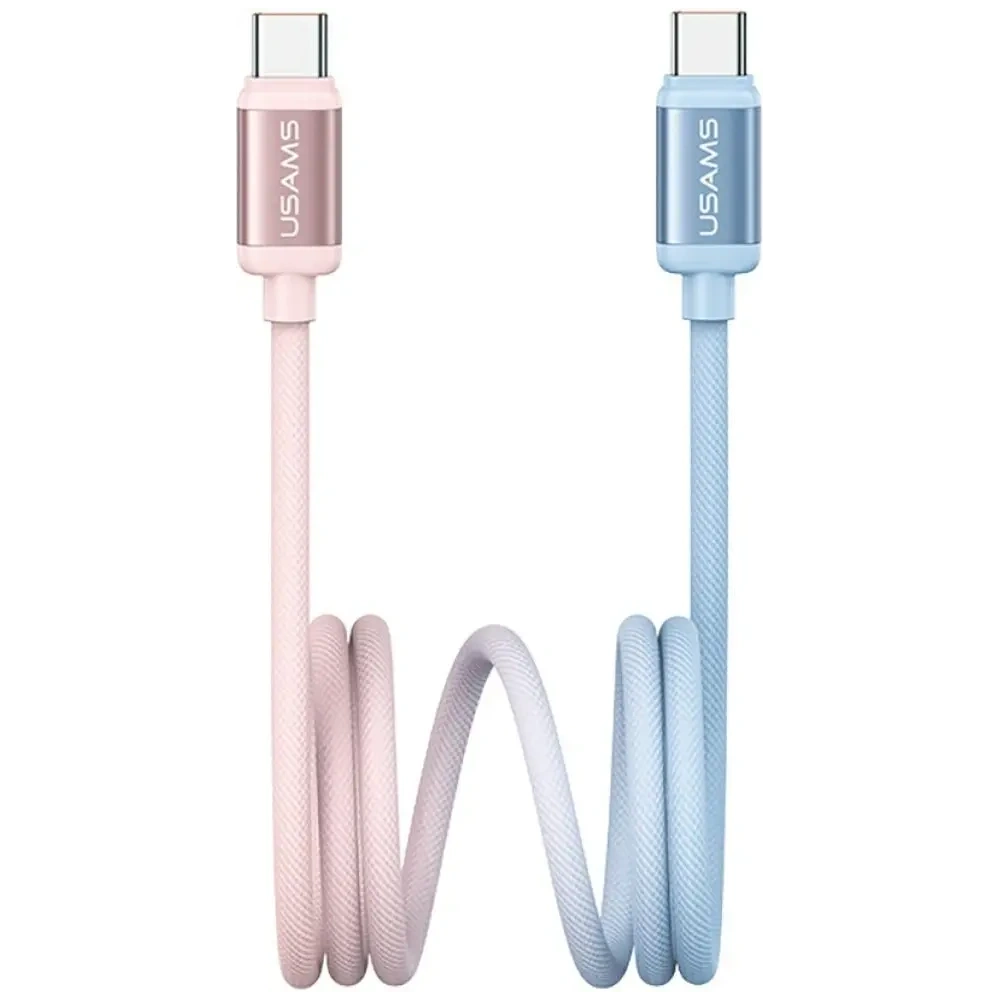USAMS Bicolor Series SJ756 PD 60W cablu USB-C / USB-C 1.2m albastru-roz.