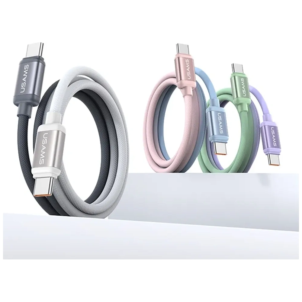 USAMS Bicolor Series SJ756 PD 60W cablu USB-C / USB-C 1.2m albastru-roz.