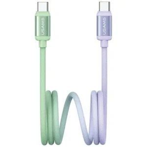 Cablu USAMS Bicolor Series SJ756 PD 60W USB-C / USB-C 1.2m verde-purpuriu