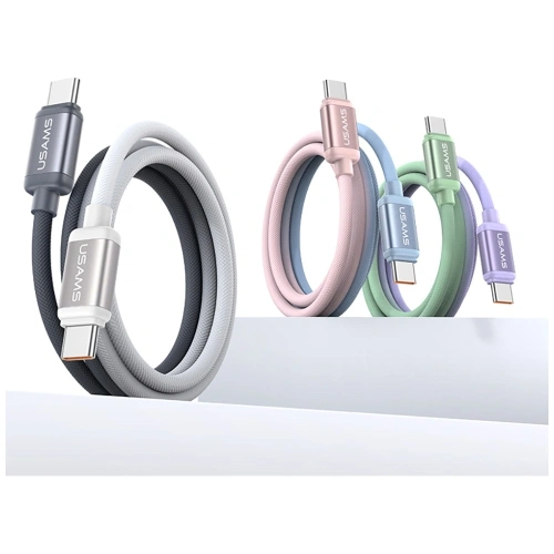 Kabel USB-C / USB-C USAMS Bicolor Series SJ756 PD 60W 1.2m zielono fioletowy