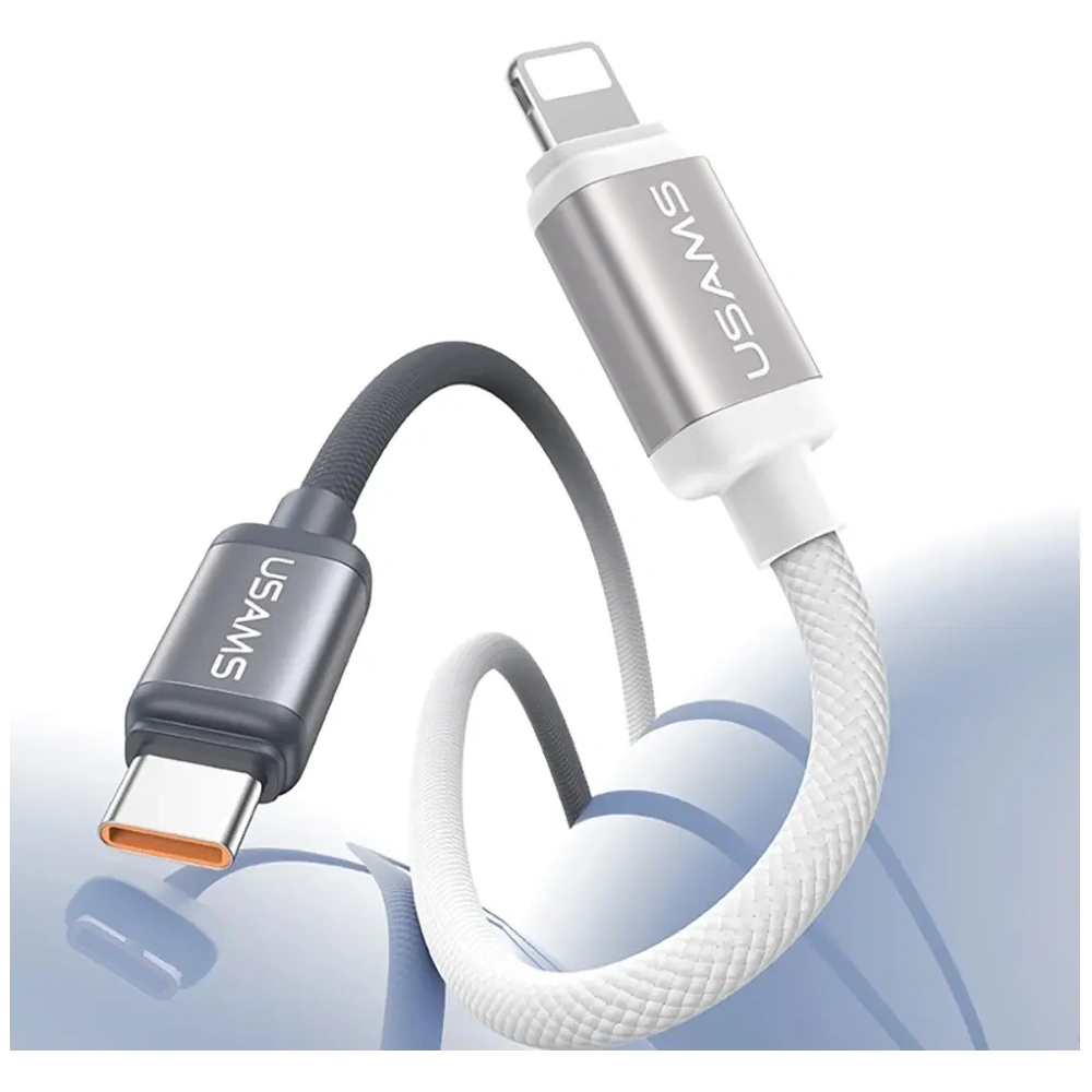 Cablu USB-C / Lightning USAMS Bicolor Series SJ757 PD 30W 1.2m negru-alb