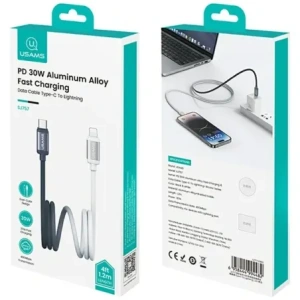 Cablu USB-C / Lightning USAMS Bicolor Series SJ757 PD 30W 1.2m negru-alb