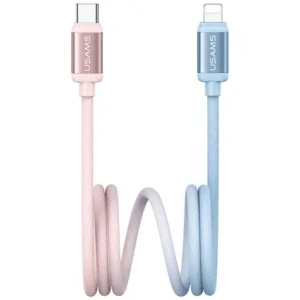 Cablu USAMS Bicolor Series SJ757 PD 30W USB-C / Lightning 1.2m albastru-roz.