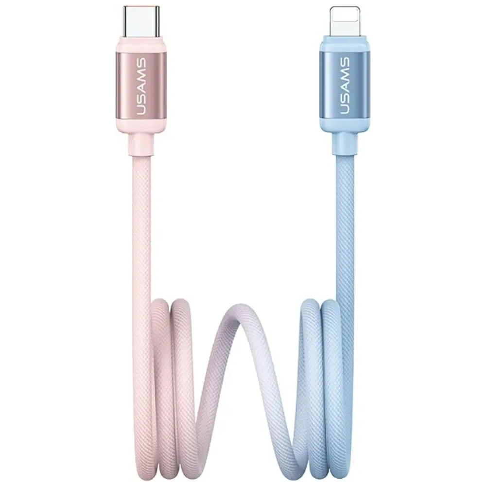 Cablu USAMS Bicolor Series SJ757 PD 30W USB-C / Lightning 1.2m albastru-roz.