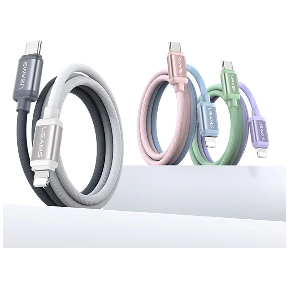 Cablu USAMS Bicolor Series SJ757 PD 30W USB-C / Lightning 1.2m albastru-roz.