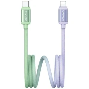 Cablu USAMS Bicolor Series SJ757 PD 30W USB-C / Lightning 1.2m verde-purpuriu