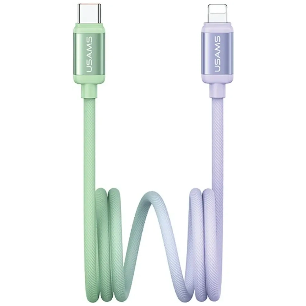 Cablu USAMS Bicolor Series SJ757 PD 30W USB-C / Lightning 1.2m verde-purpuriu