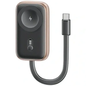Încărcător wireless 2 în 1 USAMS CD245 pentru Apple Watch cu baterie externă de 1200mAh + cablu USB-C Tarnish