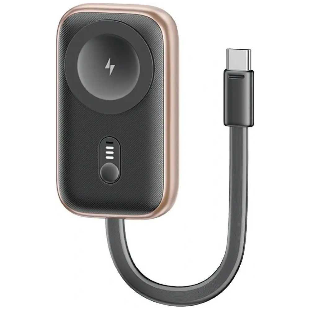 Încărcător wireless 2 în 1 USAMS CD245 pentru Apple Watch cu baterie externă de 1200mAh + cablu USB-C Tarnish