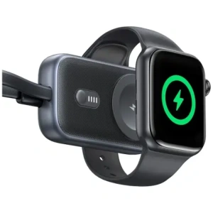 Încărcător wireless 2 în 1 USAMS CD245 pentru Apple Watch cu baterie externă de 1200mAh + cablu USB-C Titanium
