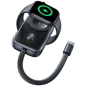 Încărcător wireless 2 în 1 USAMS CD245 pentru Apple Watch cu baterie externă de 1200mAh + cablu USB-C Titanium