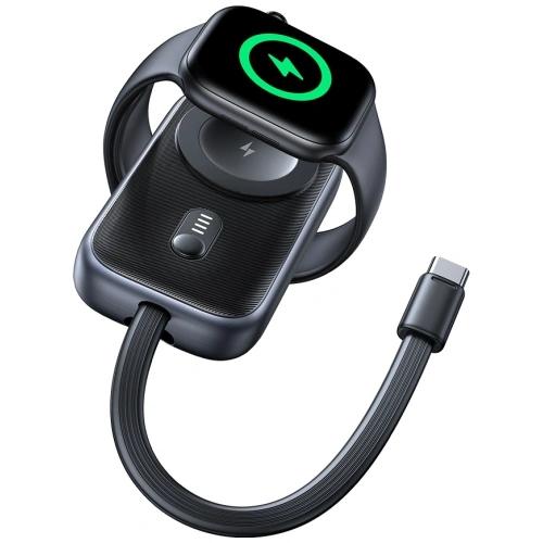 Ładowarka indukcyjna 2w1 USAMS CD245 do Apple Watch z powerbankiem 1200mAh + kabel USB-C titanium