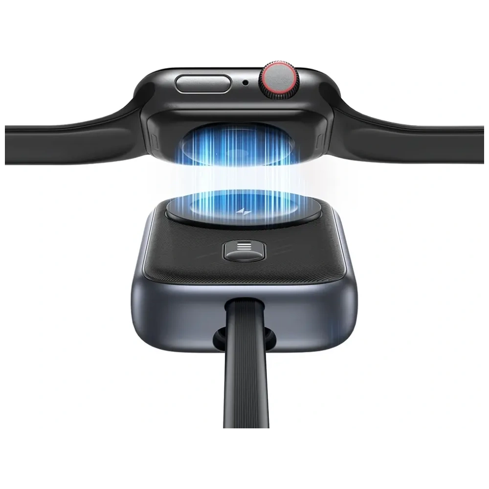 USAMS CD245 2-in-1 Wireless Charger für Apple Watch mit 1200mAh Power Bank + USB-C Kabel Titan