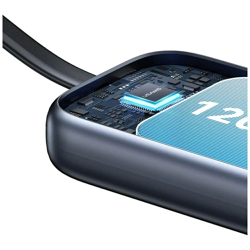 Încărcător wireless 2 în 1 USAMS CD245 pentru Apple Watch cu baterie externă de 1200mAh + cablu USB-C Titanium
