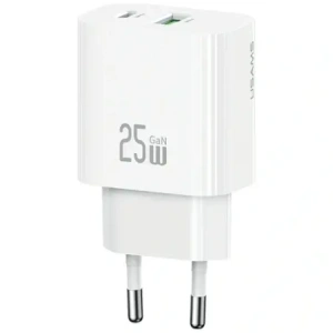 Încărcător de perete USAMS CC315 T65 25W USB-A, USB-C cu încărcare rapidă Alb