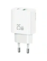 Încărcător de perete USAMS CC315 T65 25W USB-A, USB-C cu încărcare rapidă Alb